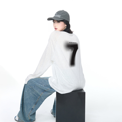 美式复古T恤女长袖夏季2025新款宽松轻薄微透防晒罩衫慵懒风上衣