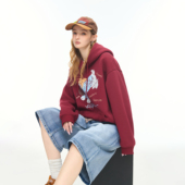 街头风宽松长袖 YEP2025春秋新款 动物印花连帽卫衣外套女美式 上衣