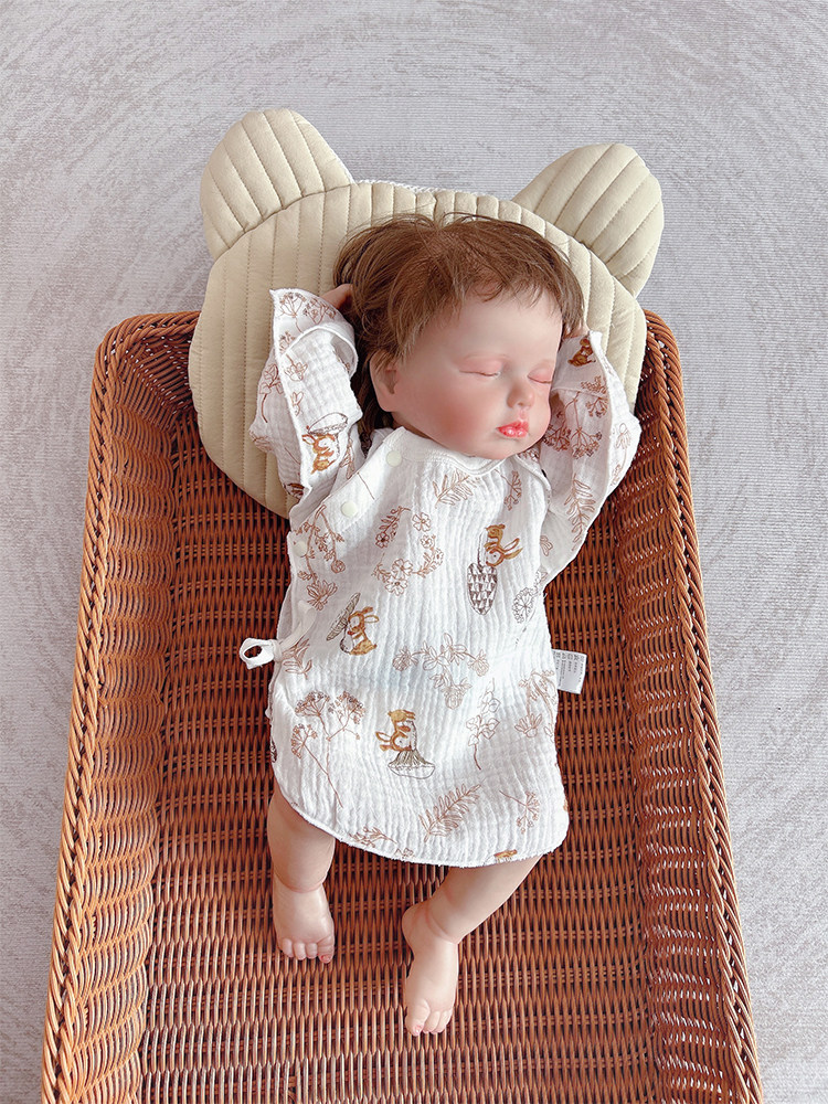 순면 거즈 하프백 탑  레이스 업 긴팔 탑 여름 얇은 남성과 여성의  스님 의류