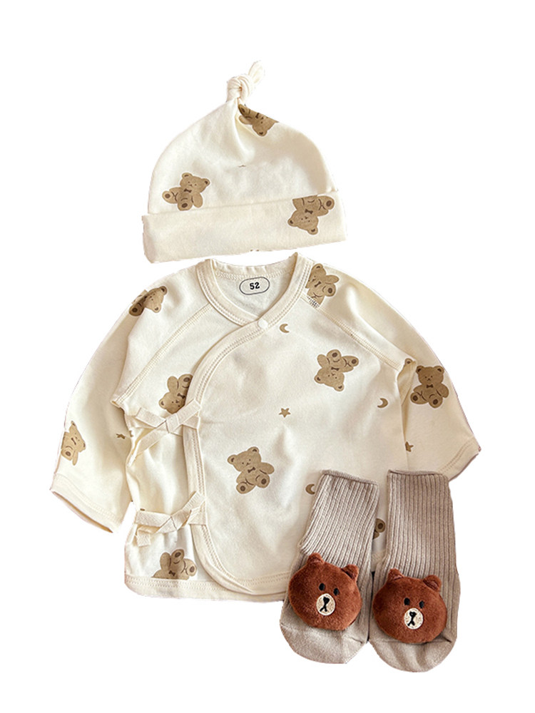 NEWBORN BABY HALF-BACK CLOTHES SANDED WOOL WRAPPING HANDS COTTON CLASS A TOPS SPRING AND AUTUMN MONK CLOTHES NEWBORN CHILDRENS CLOTHES