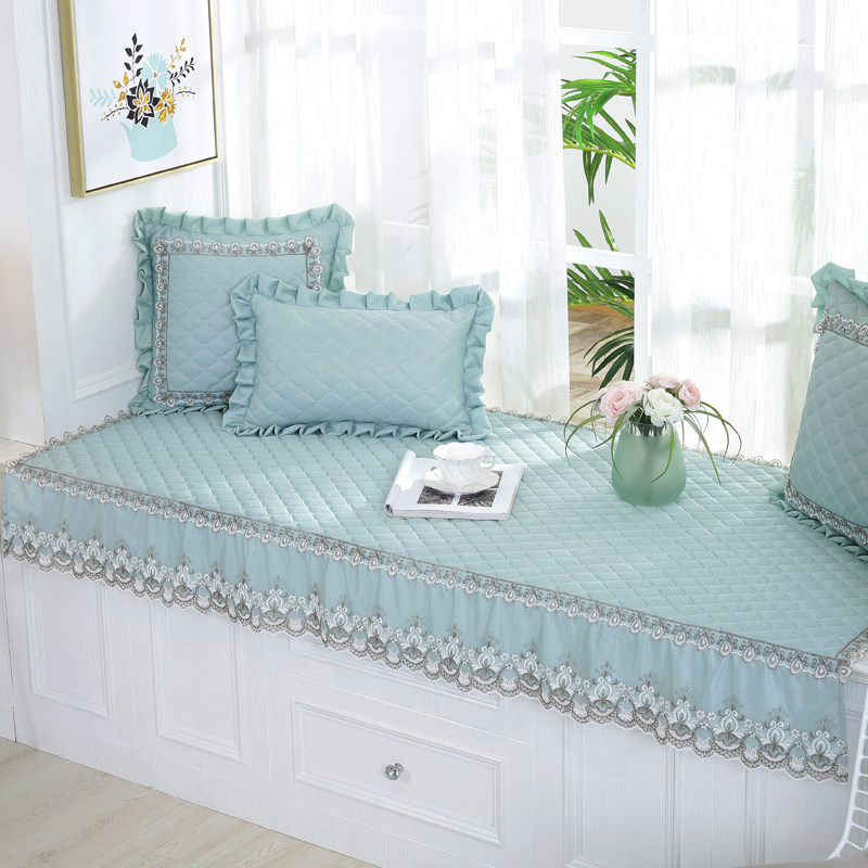 飘窗垫窗台垫可机洗阳q台垫子四季通用欧式蕾丝榻榻米垫卧室垫定