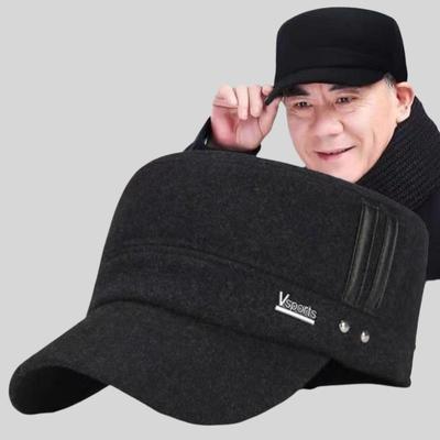 老人帽子男款秋冬季新款加厚爸爸爷爷棉帽户外护耳保暖老头平顶帽