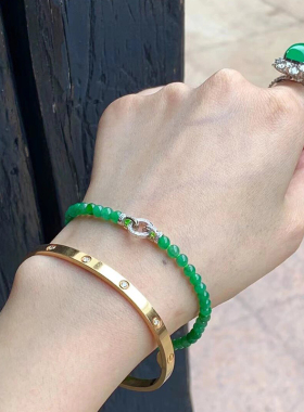 女翡翠纯银新中式显白小众百搭