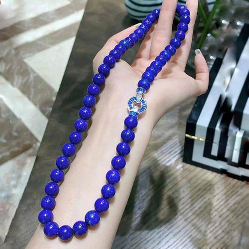 天然帝王青金石项链克兰因蓝万能扣锁骨链新中式显白毛衣链颈链女