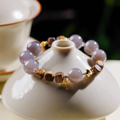 天然和田玉手链搭配沉香木转运珠方块手串新中式国风小众设计感女