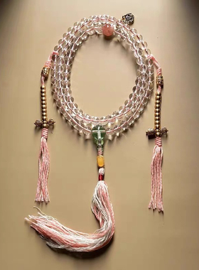 双A净体天然白水晶佛珠手链手串正品圆珠多圈108颗手持念珠小众女