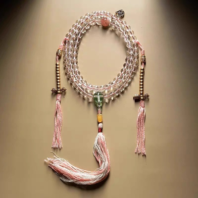 双A净体天然白水晶佛珠手链手串正品圆珠多圈108颗手持念珠小众女