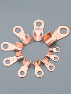 纯紫铜开口鼻100A铜鼻子铜线耳线鼻子铜接头铜接线端子电瓶线皮子