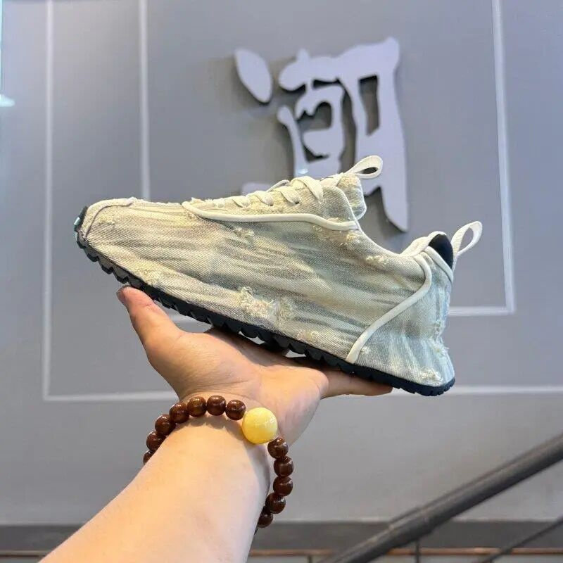 秋季新款布面包底阿甘鞋时尚百搭舒适运动鞋潮流厚底透气男鞋