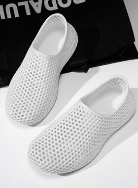 厚弹软越南热卖3D打印同款透气洞洞鞋男女运动情侣防滑沙滩休闲鞋