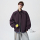 V37美式 高级感紫色宽松拉链外套 潮牌解构拼接立领飞行夹克男春季