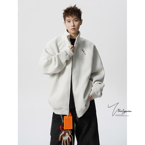 美式简约重磅灰色卫衣