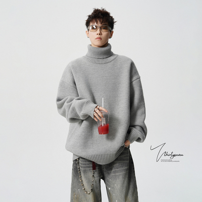 基础款复古灰色格雷系毛衣男