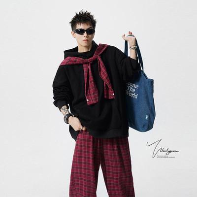 潮牌设计感运动休闲套装男