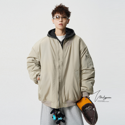 美式设计感飞行员夹克棉服男