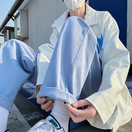 Летние брендовые трендовые штаны для отдыха, оверсайз, в корейском стиле, свободный прямой крой