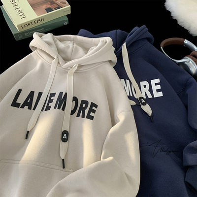 美式重磅情侣连帽卫衣男