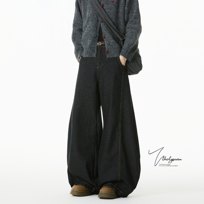 美式cleanfit丹宁弯刀牛仔裤男秋