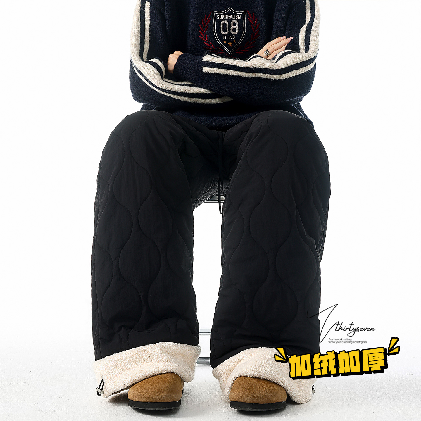 零下40度羊羔毛防寒棉裤男冬季