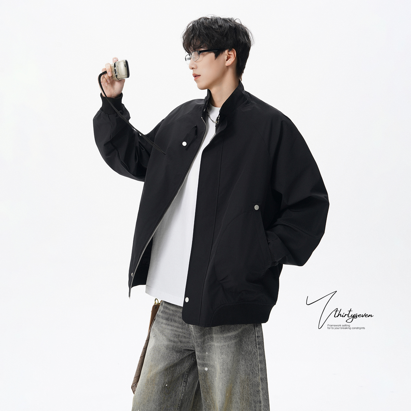 美式cleanfit立领飞行员夹克男