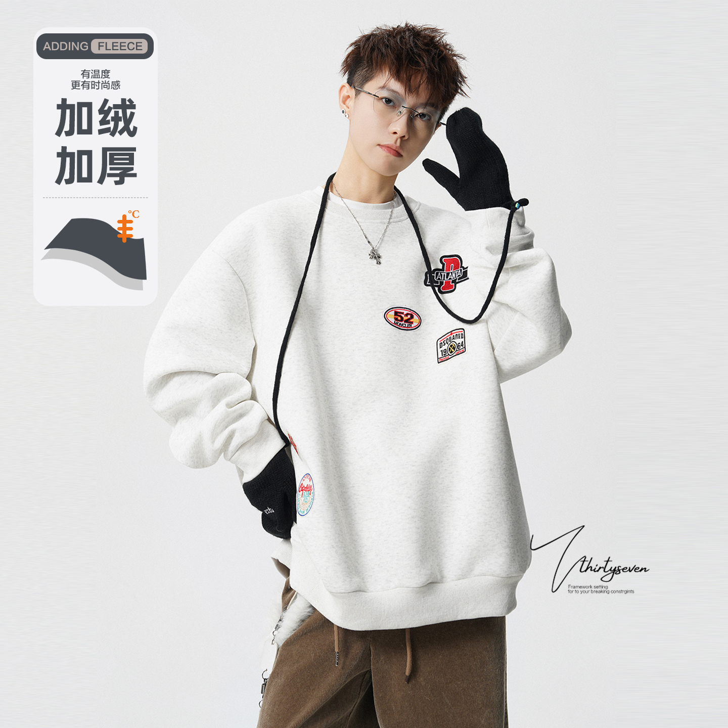 日系CityBoy宽松休闲圆领卫衣男