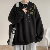 高街圆领套头衫 美式 潮牌百搭休闲外套 2026新款 国风刺绣卫衣男春季