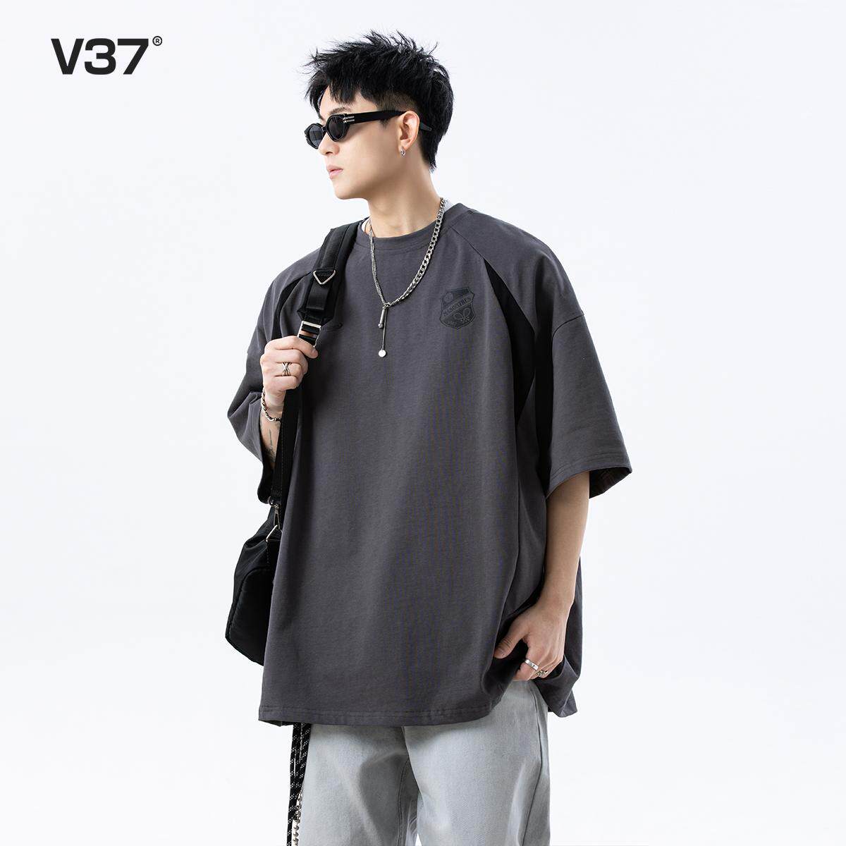 V37美式cleanfit运动短袖t恤男图片