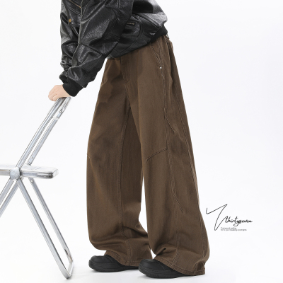 美式解构剪裁拼接工装裤子男