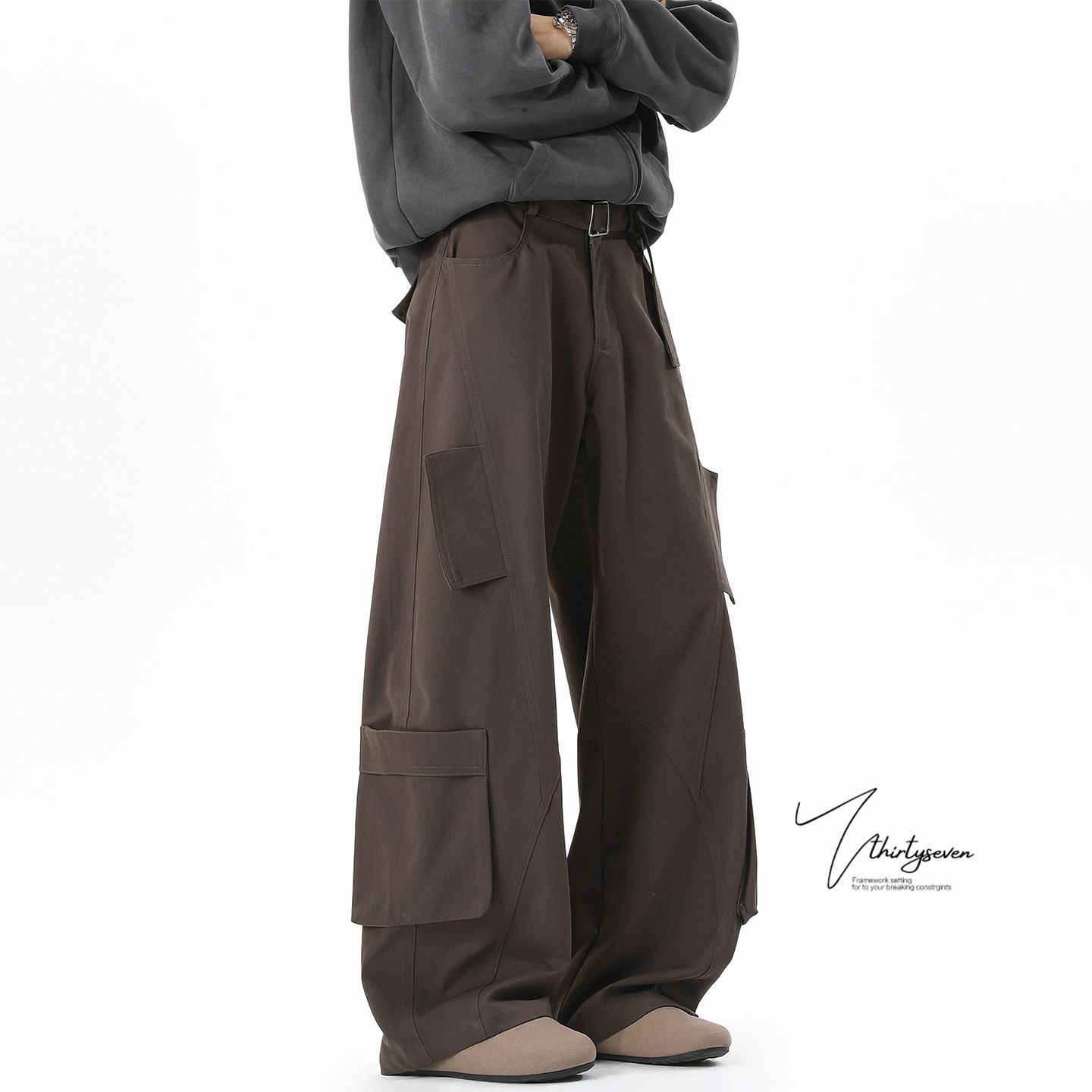 美式高街潮牌大口袋设计感工装裤