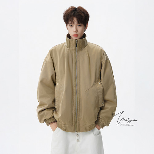 V37美式设计感立领棉衣