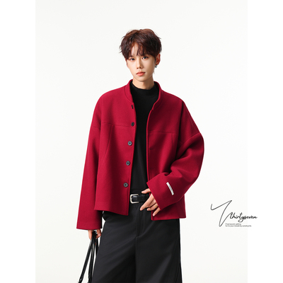 新中式复古安可拉红短款夹克男