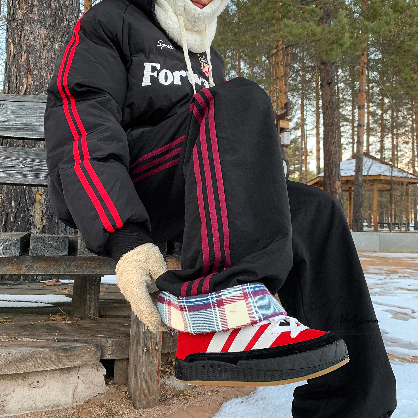 美式潮牌青少年休闲保暖棉裤男