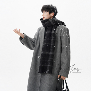 加厚中长款 新款 外套 潮流宽松高级感灰色毛呢大衣男秋冬季 V37韩版