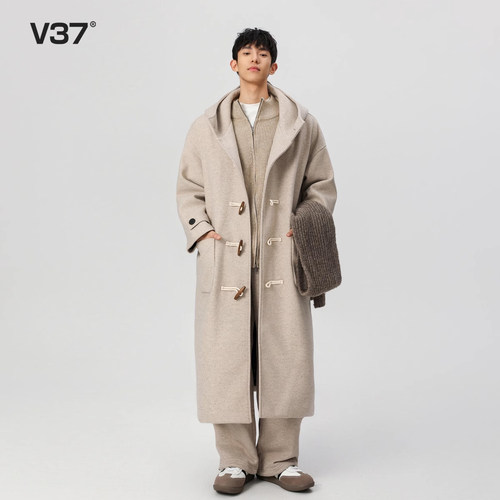 V37高级感牛角扣毛呢大衣男2