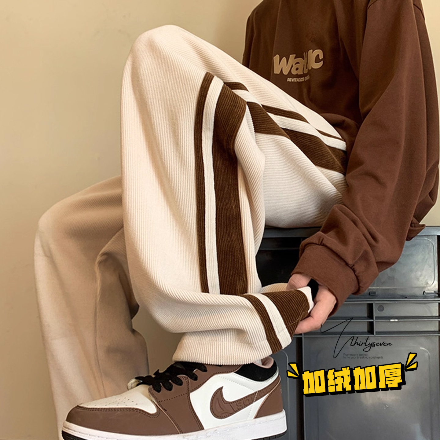 美式灯芯绒慵懒松弛感裤子