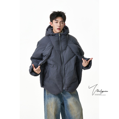 V37美式解构拼接设计感棉衣外套