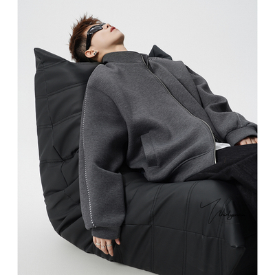 美式高街重磅立领夹克男春