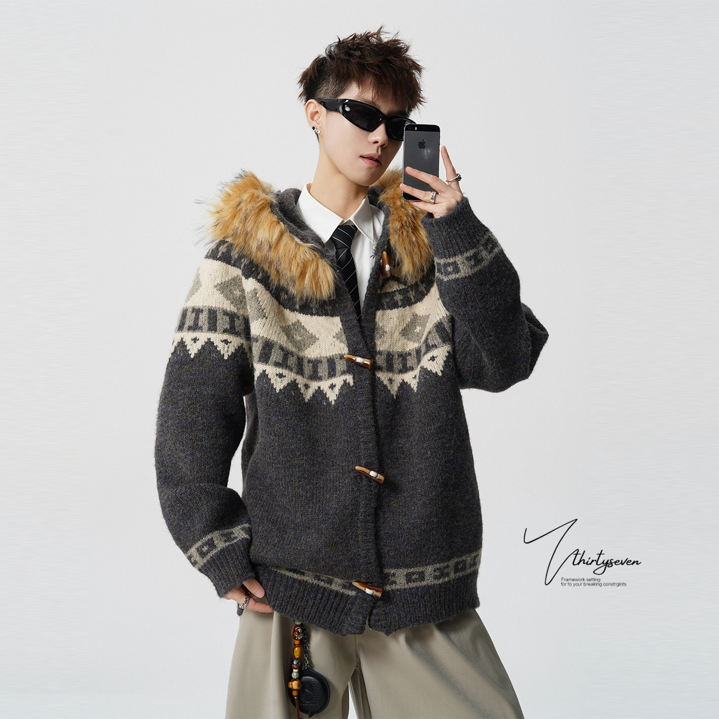 美式宽松慵懒风费尔岛针织毛衣男