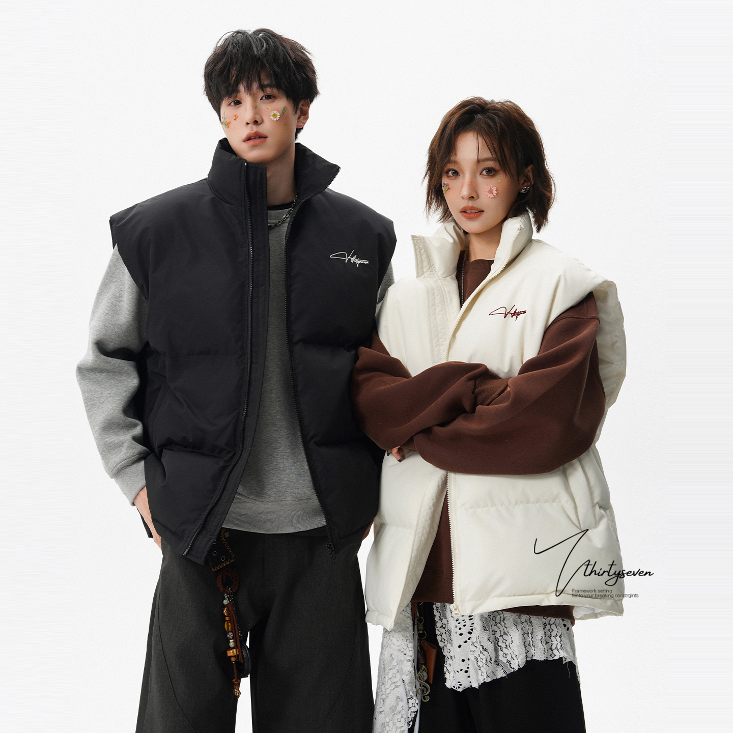 美式氛围感保暖情侣棉马甲男款