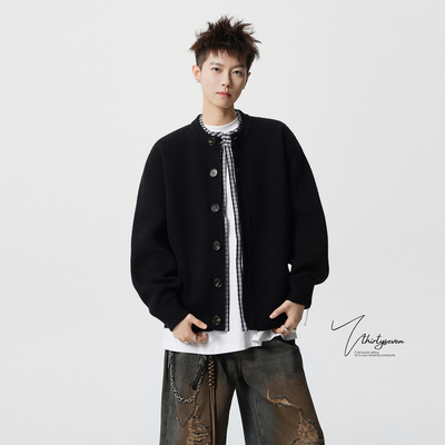 V37潮流美式拼接针织开衫