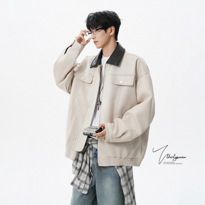美式重磅多口袋翻领休闲外套男
