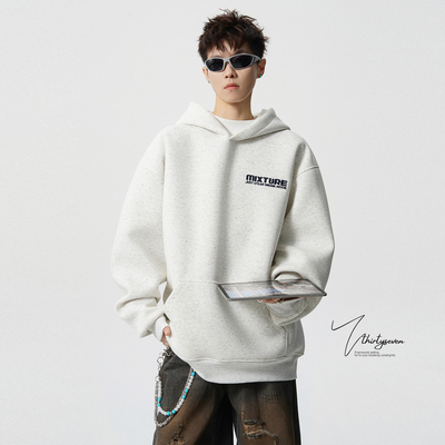 美式cleanfit重磅400G灰色卫衣男