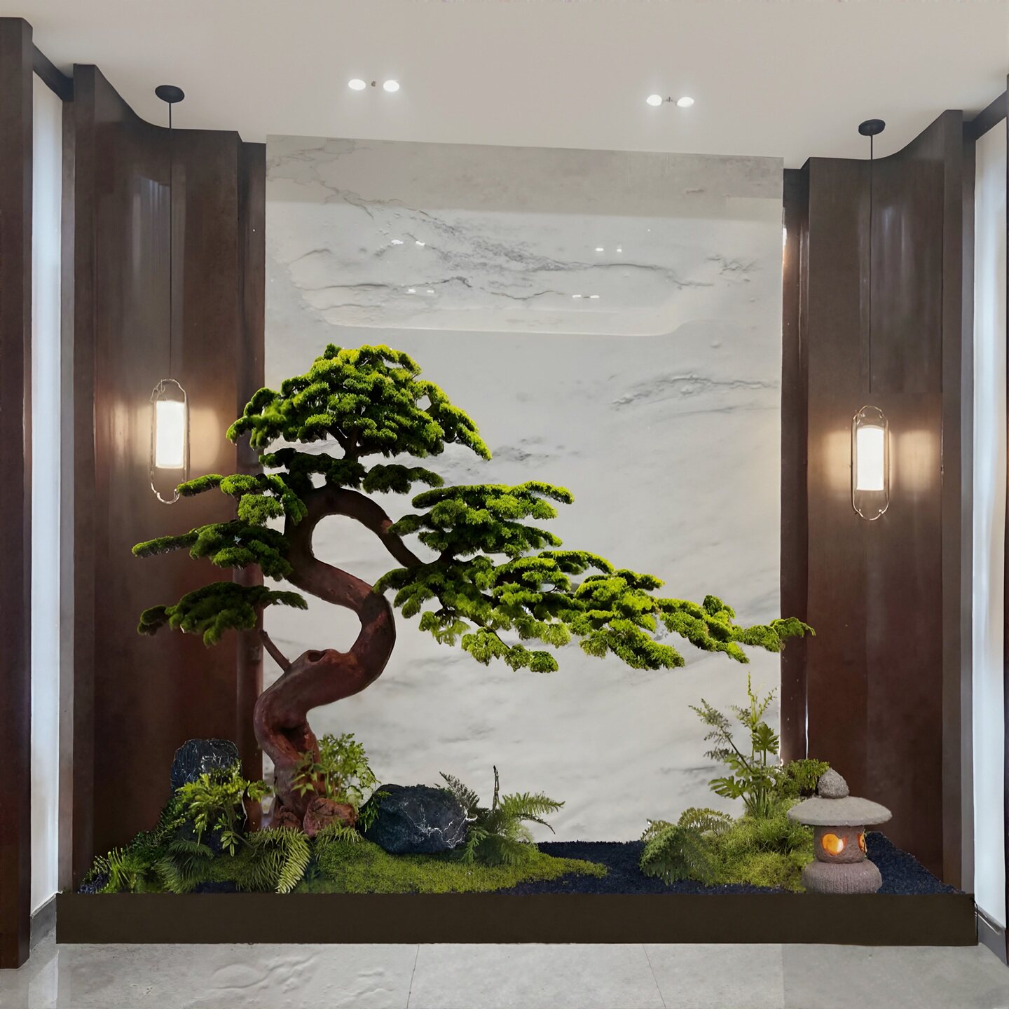 高品质雕刻松树高端仿真植物造景
