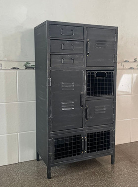 美式乡村铁艺储物铁皮柜子 loft书柜资料柜文件柜工业风复古铁柜