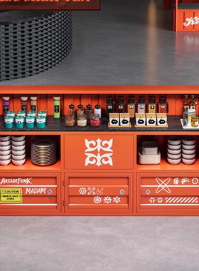 调料台蘸料柜火锅店饭店麻辣烫酱料柜置物架收纳架一体料台餐边柜