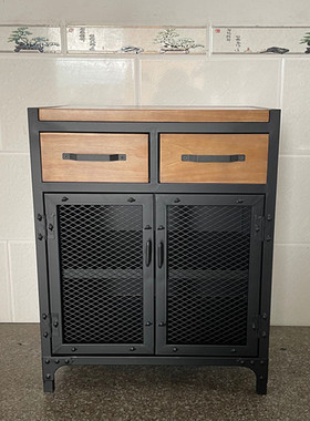 loft工业风餐边柜铁艺储物柜厨房碗柜餐厅备餐柜斗柜酒柜茶水柜子