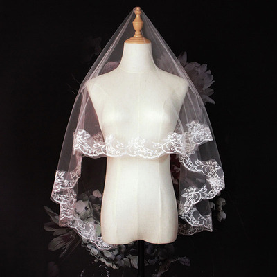 法式复古蕾丝花边头纱