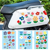 可爱卡通彩色小花花朵摩托电动车贴纸划痕遮挡汽车身头盔装 饰贴画