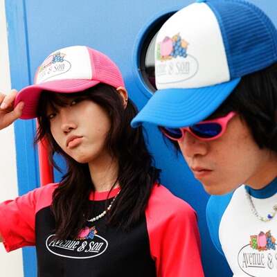 AVENUESON大道之子2025双色热带水果主题镂空卡车帽