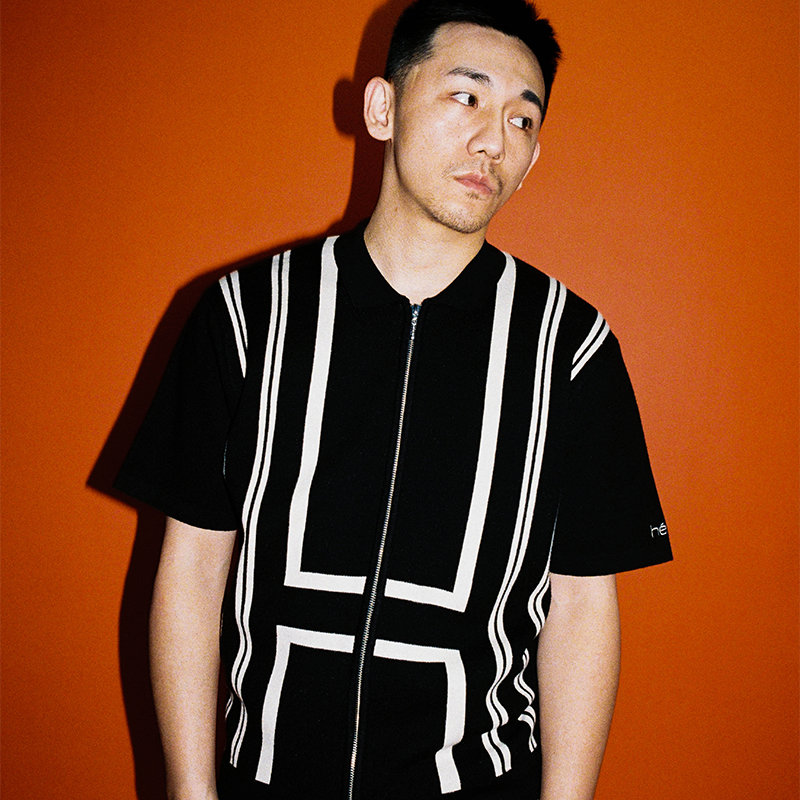 【法国】HELAS 26SP ALDO KNIT FULL ZIP双色拉链条纹针织POLO衫